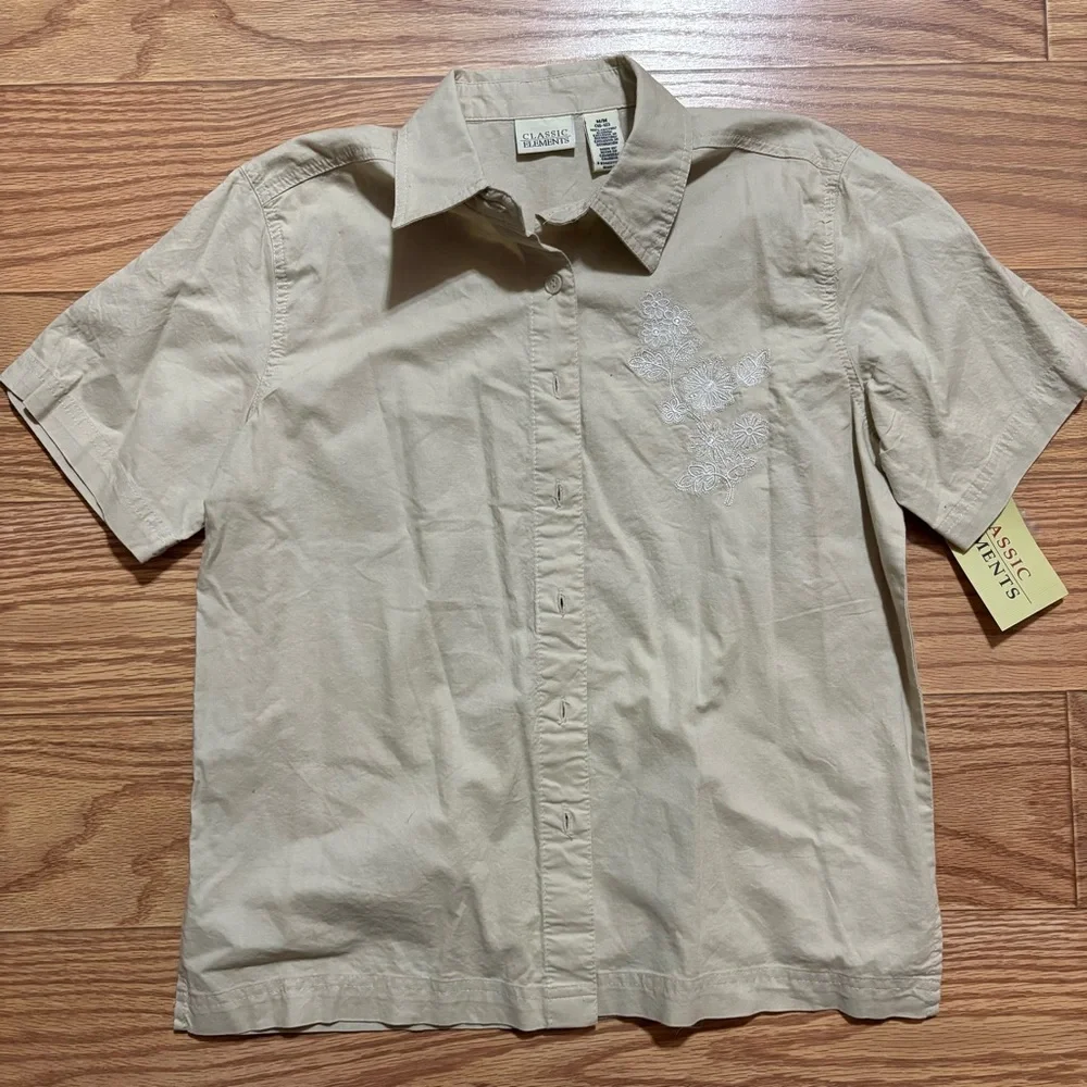 NEW NWT Classic Elements Button Front Embroidered Shirt Medium Gorpcore Vintage - Picture 1 of 8